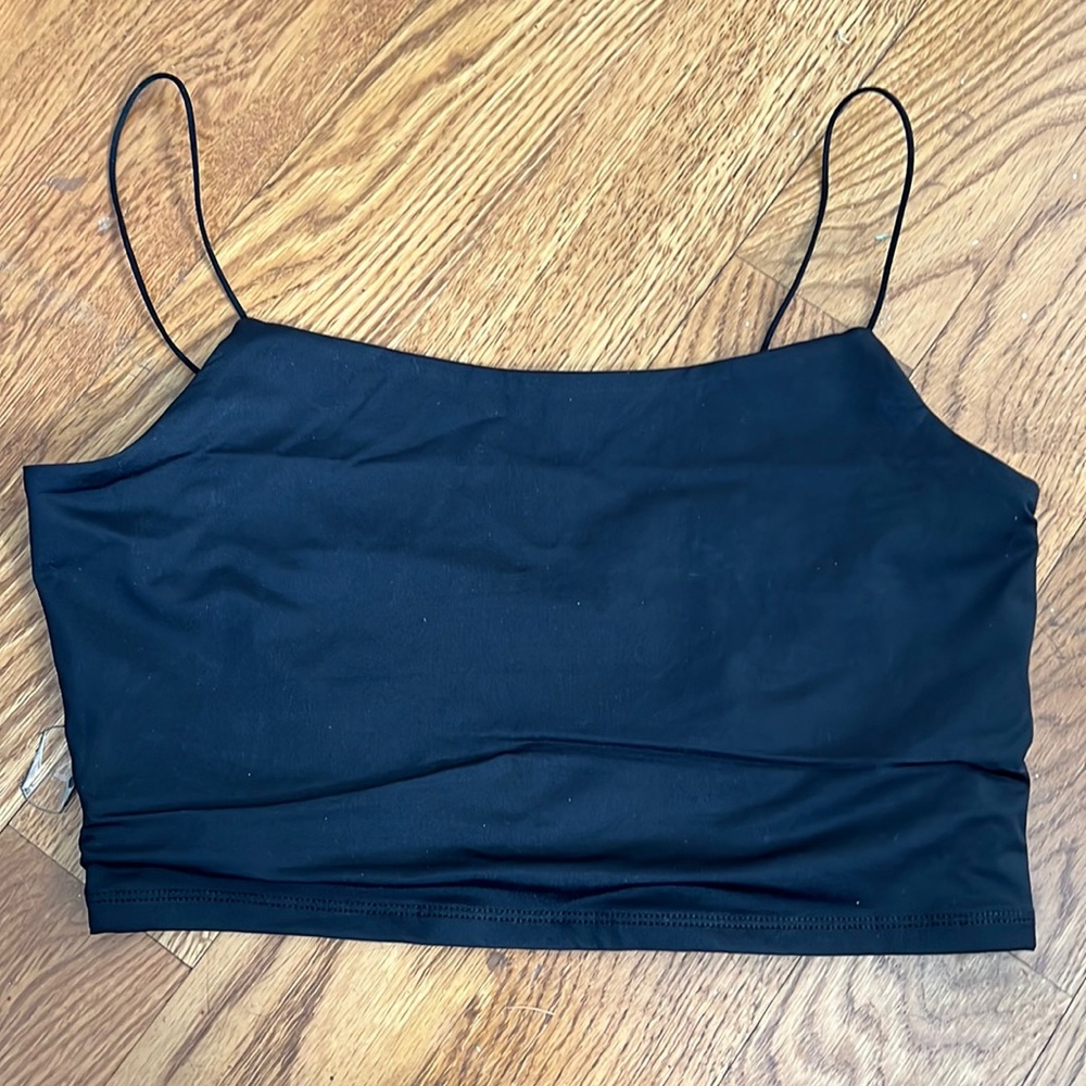 Black cami rhinestone back straps